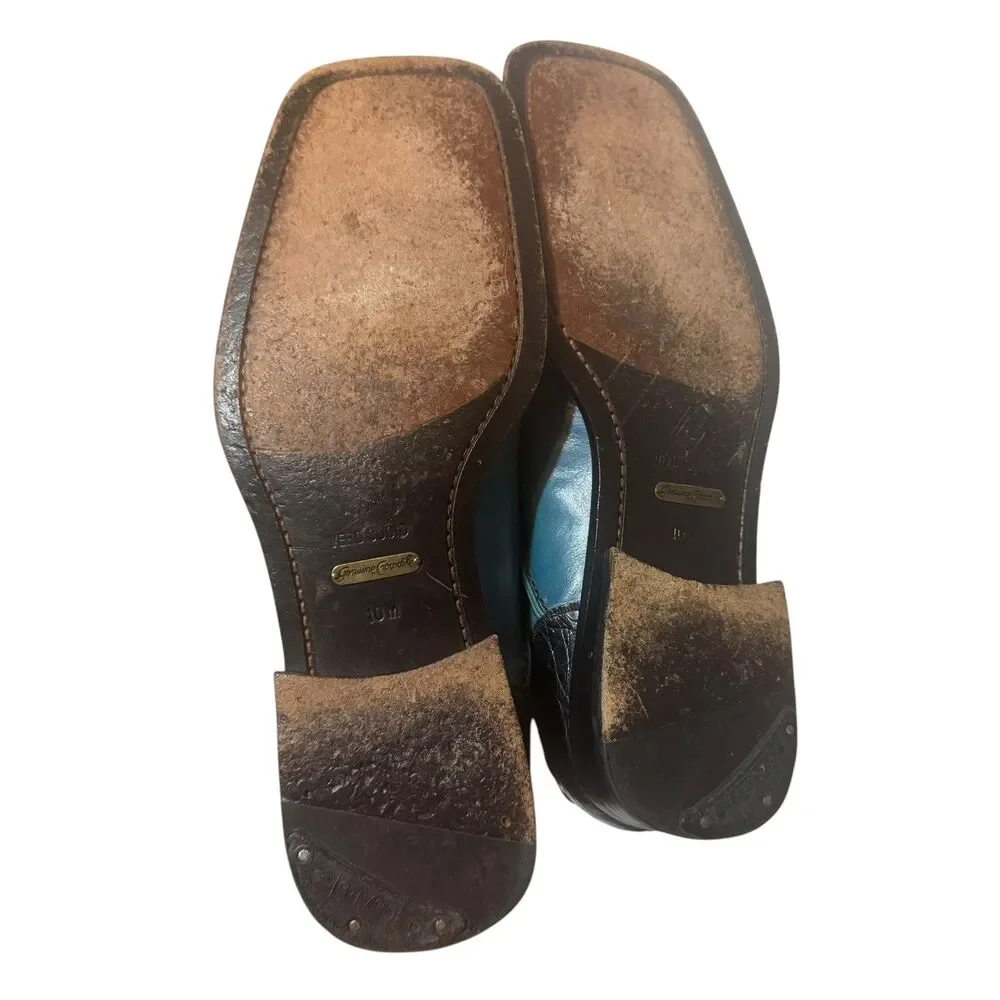 Paolo De Marco By Mezlan Genuine Crocodile Blue Split Square Toe Size 10 Rare